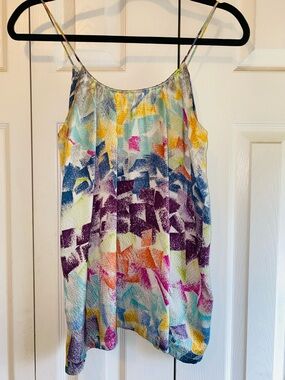 Tucker Bold Abstract Print Silk Camisole - Purple, Blue, Yellow, Pink